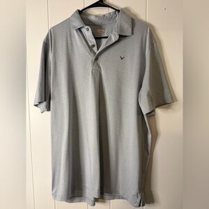 Callaway Opti-Dri Polo Shirt Men’s Large Gray‎ Striped Performance Golf Shirt